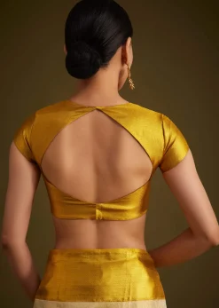 Gold Kanjivaram Silk Saree With Golden Zari Detailing