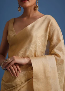 Gold Kota Cotton Resham Embroidered Saree