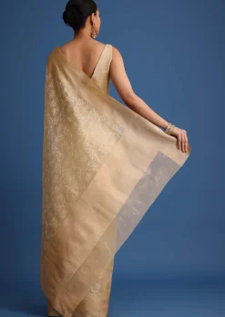 Gold Kota Cotton Resham Embroidered Saree