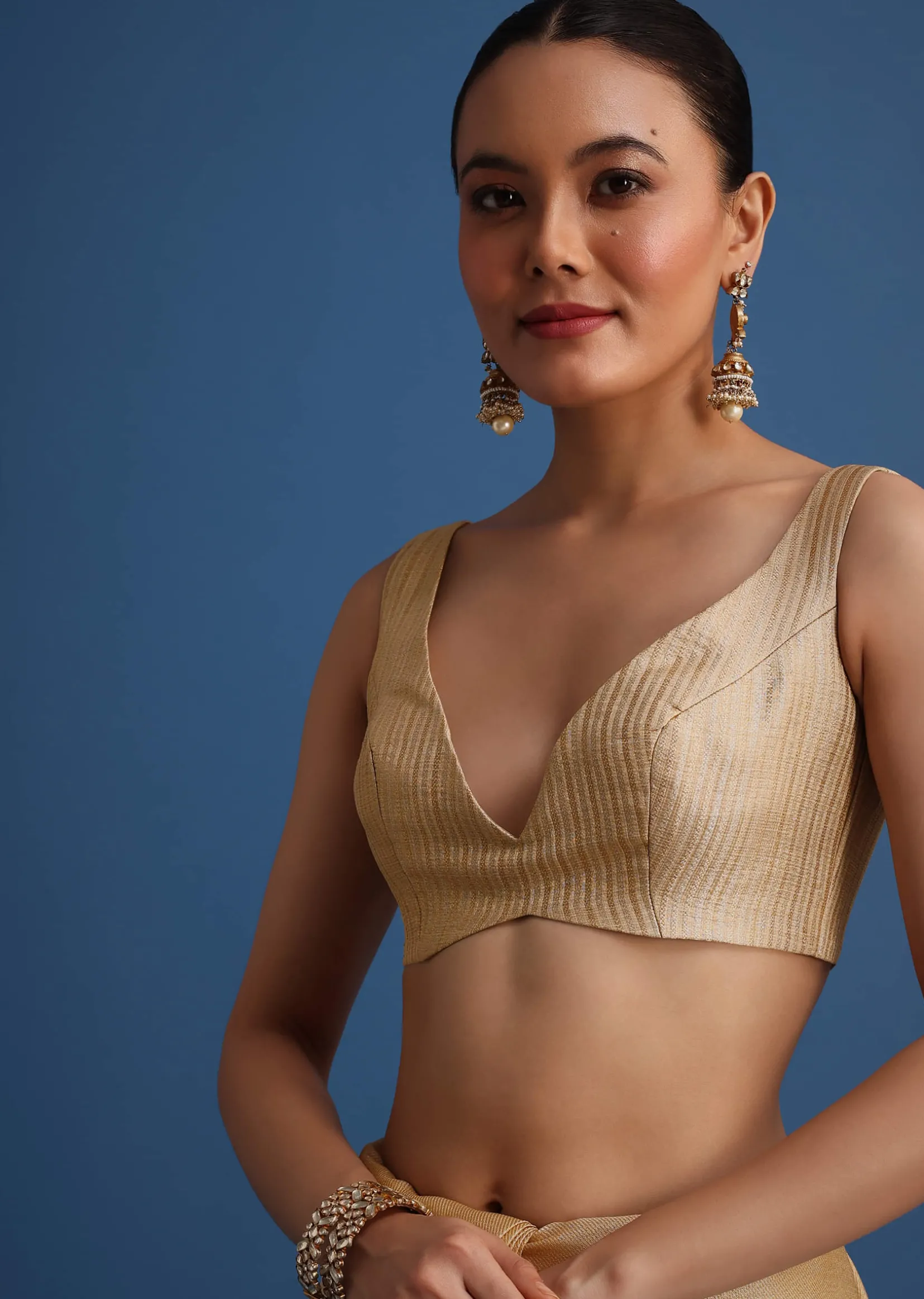 Gold Kota Cotton Resham Embroidered Saree
