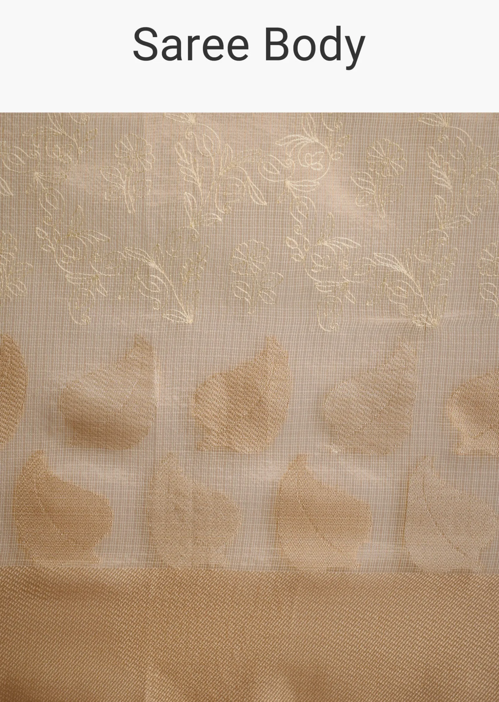 Gold Kota Cotton Resham Embroidered Saree