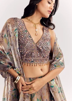 Gold Organza Tissue Lehenga Dupatta With Mirror Work Choli