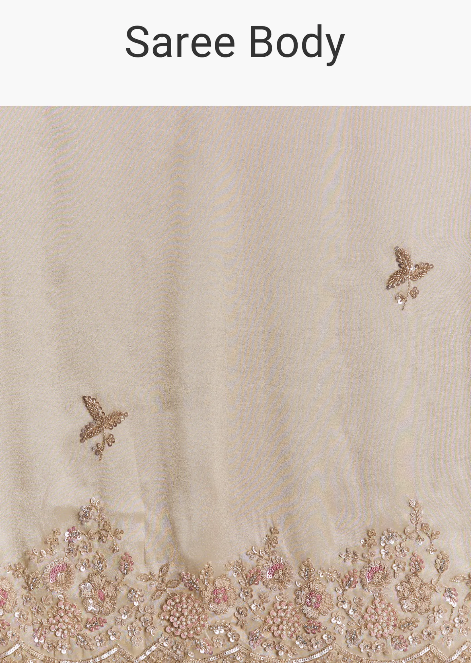 Gold Tissue Saree With Cut Dana Embroidery