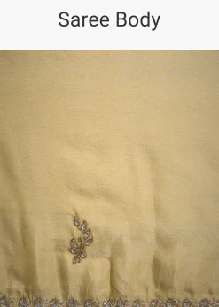 Gold Tissue Saree With Cutdana Embellished Border