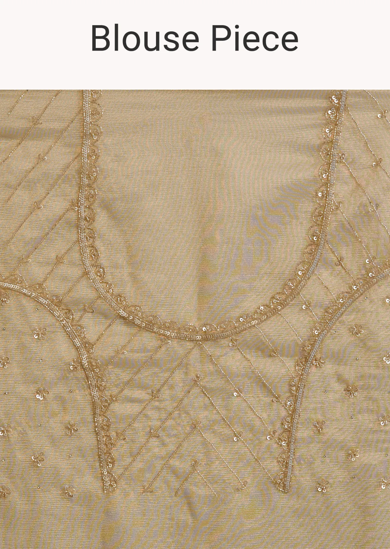 Gold Tissue Saree With Cutdana Sequins And Beads Embroidery