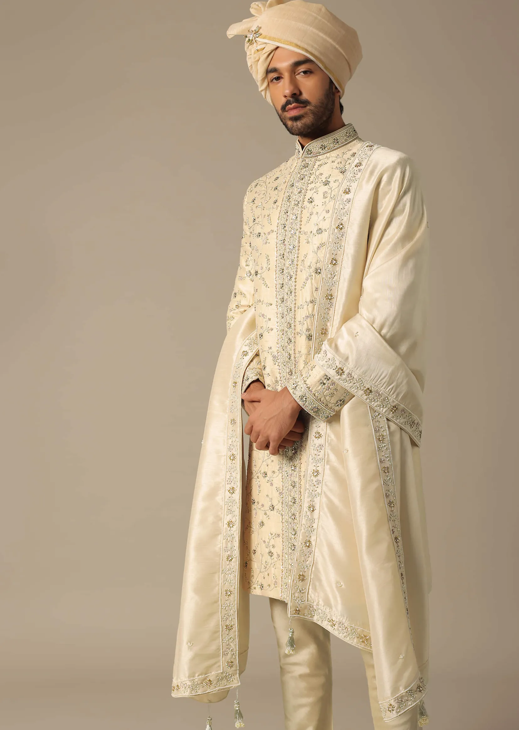 Golden Embroidery Sherwani Set