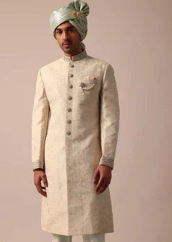 Golden Sherwani Set With Exquisite Embroidery Work