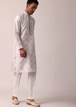 Graceful Pink Silk Kurta Set For Men