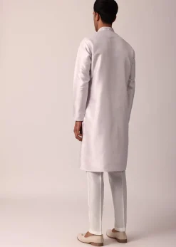 Graceful Pink Silk Kurta Set For Men