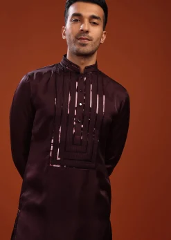 Grape Purple Wine Festive Kurta In Mini Silk With A Cocktail Look