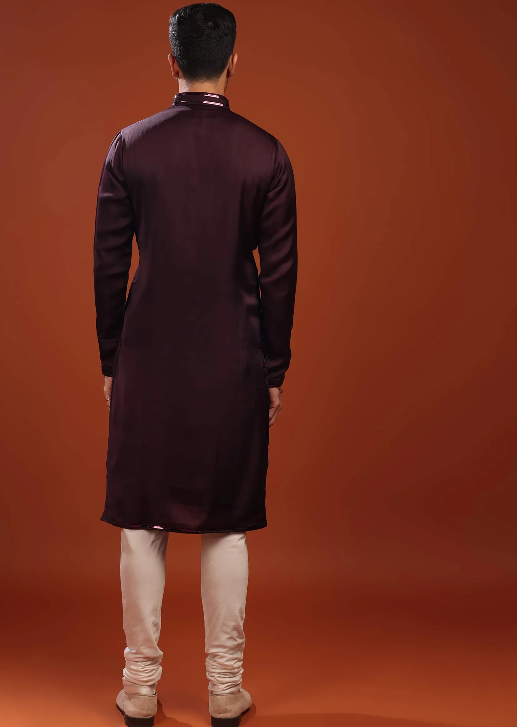 Grape Purple Wine Festive Kurta In Mini Silk With A Cocktail Look