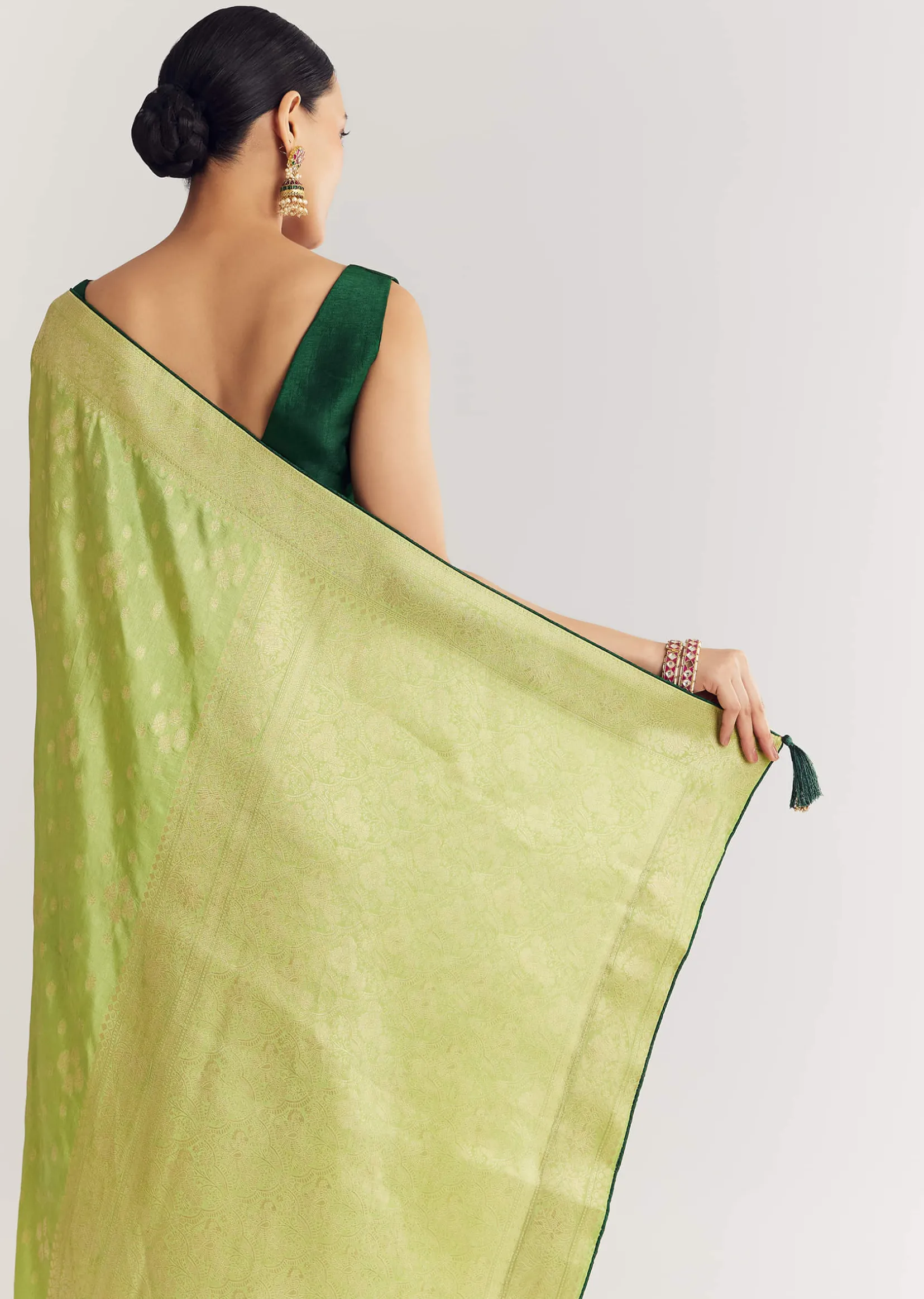 Green Butti Work Saree