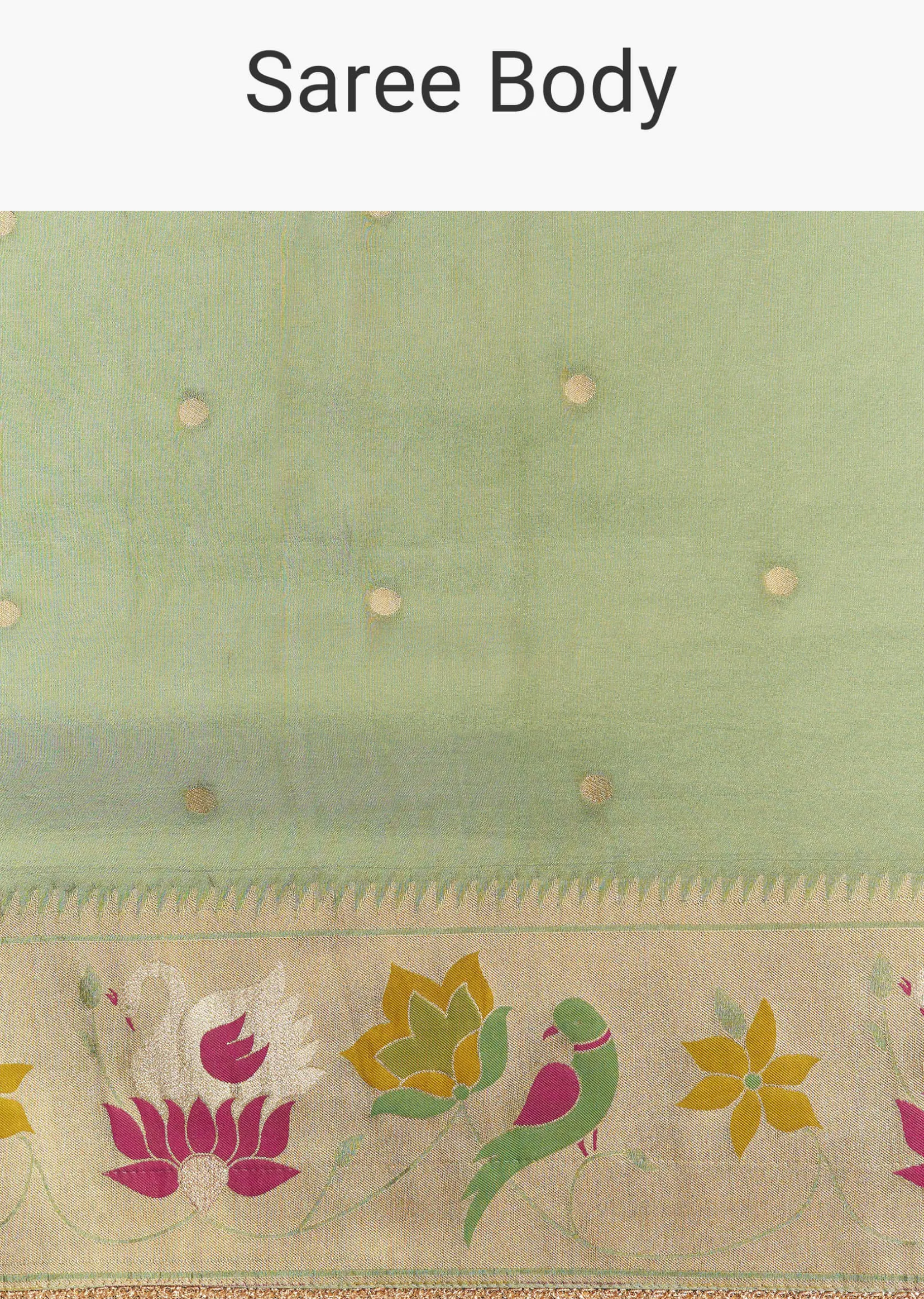 Green Dola Silk Paithani Saree With Dollar Butti And Multicolor Motif