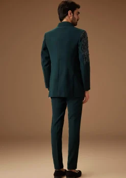 Green Embroidered Indo Western Jacket Set