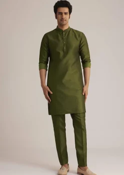 Green Embroidered Nehru Jacket With Bird Detailing