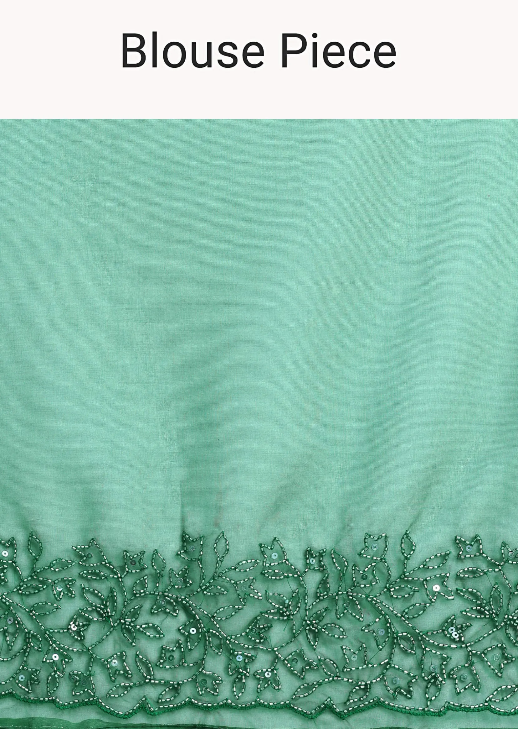 Green Embroidered Organza Saree With Unstitched Blouse