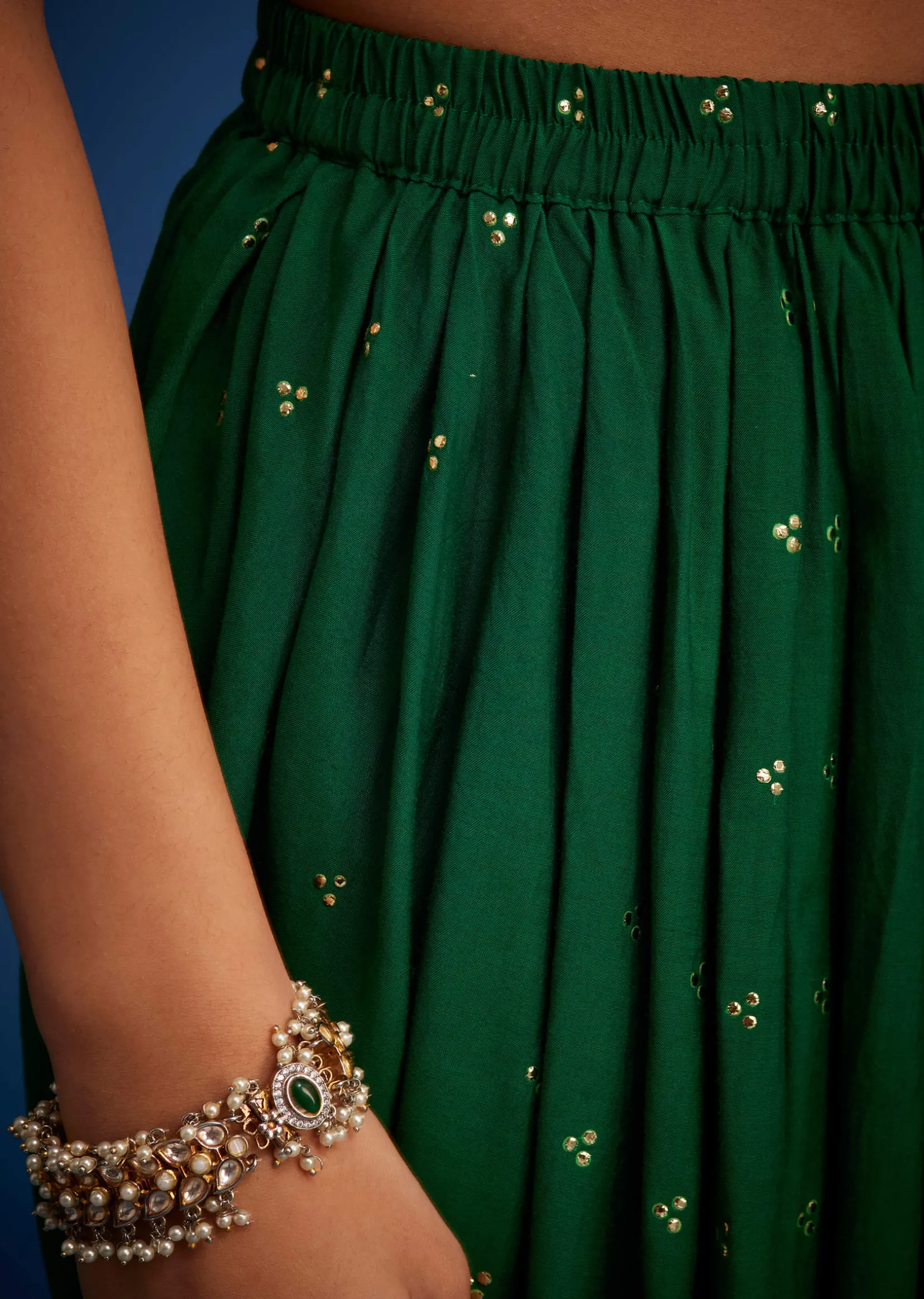 Green Georgette Leheriya Embroidered Dhoti Set