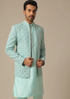 Green Jacquard Jacket Set
