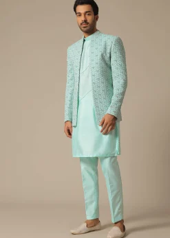 Green Jacquard Jacket Set