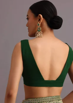 Green Khaddi Georgette Bandhani Saree With Zari Jaal Motif Weave