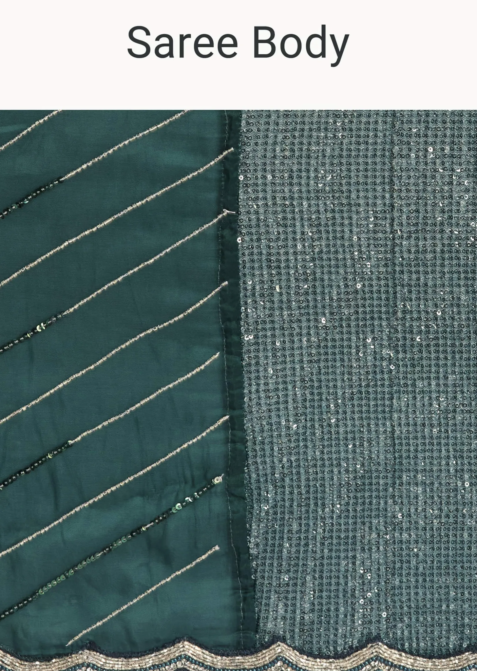 Green Ombre Saree With Sequins And Scallop Embroidery
