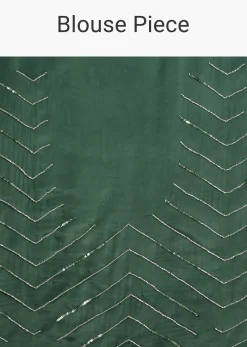 Green Ombre Saree With Sequins And Scallop Embroidery