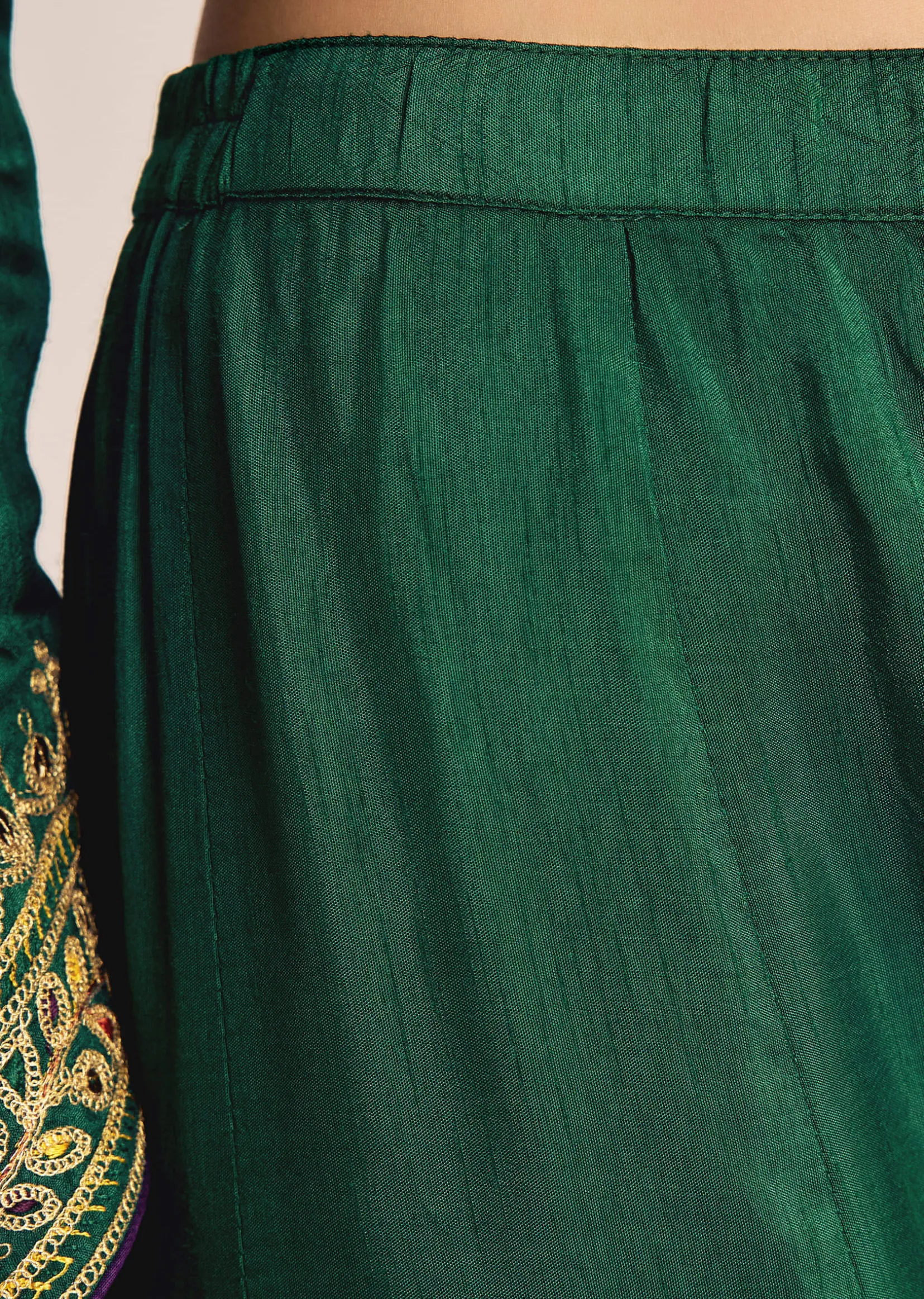 Green Organza Kurta Sharara Suit With Zari Butti Work