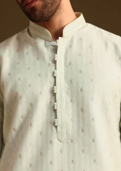 Green Pista Art Silk Kurta Set