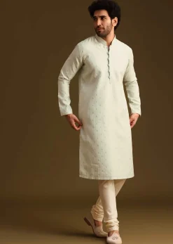 Green Pista Art Silk Kurta Set