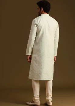 Green Pista Art Silk Kurta Set