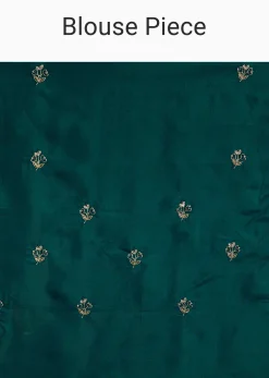 Green Shaded Tissue Saree With Cutdana Sequins And Beads Embroidery And Scallop Border