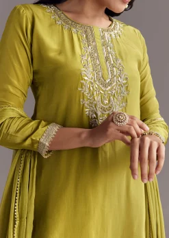 Green Sharara Set With Zardosi And Sequins Work