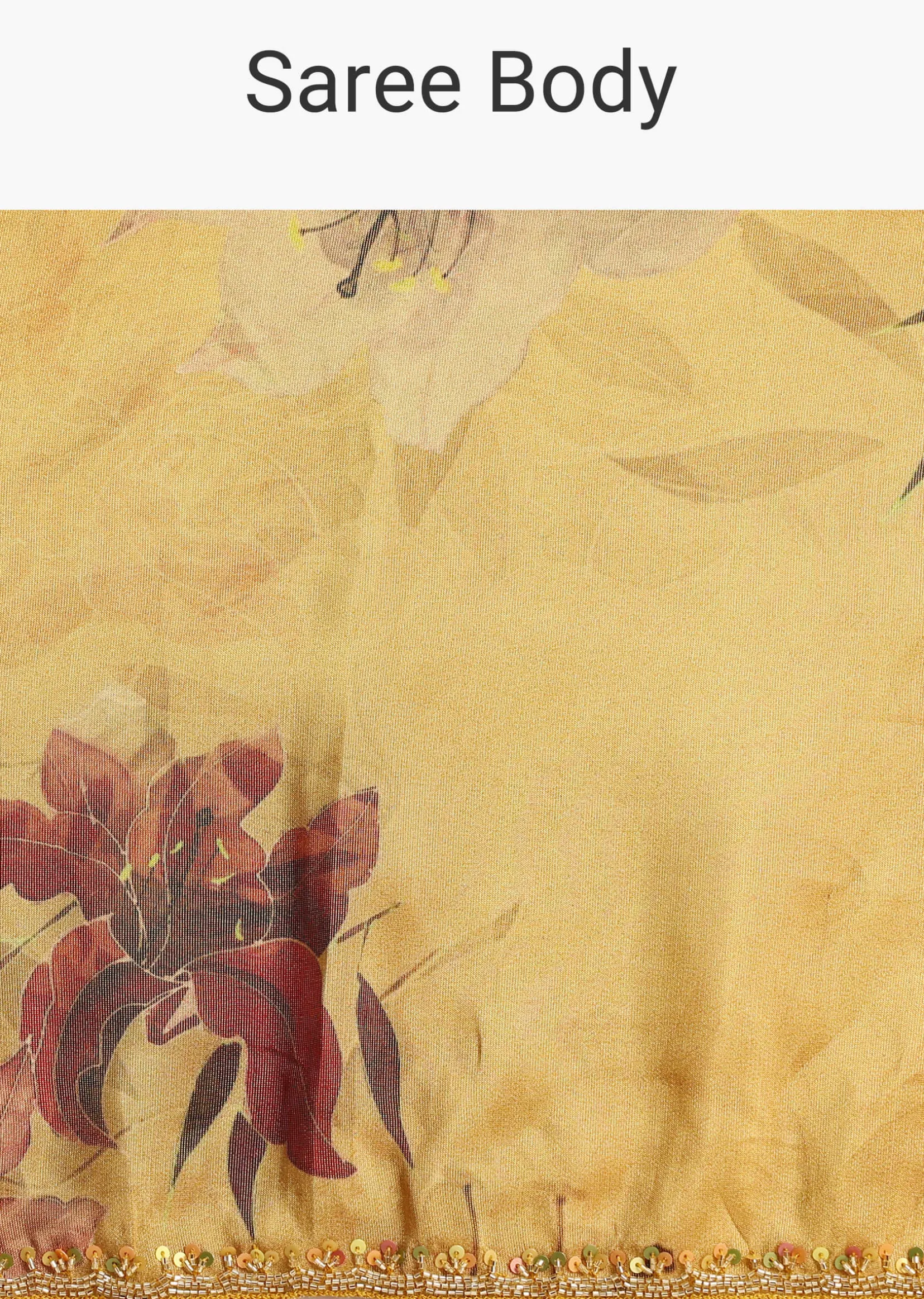 Green Tissue Silk Floral Leaf Printed Saree With Embroidered Border