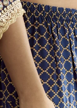 Greenish Beige Printed Kaftaan Kurta With Dhoti