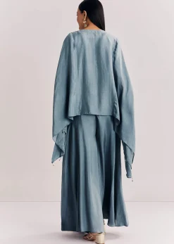 Grey Dola Silk Kaftaan Indowestern Suit With Zardosi Work