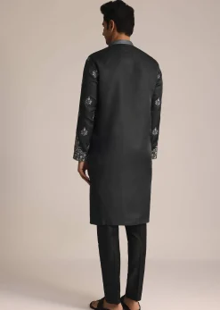 Grey Embroidered Full Sleeves Kurta Set