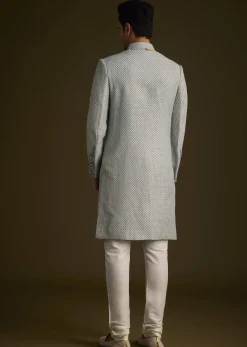 Grey Embroidered Sherwani Set