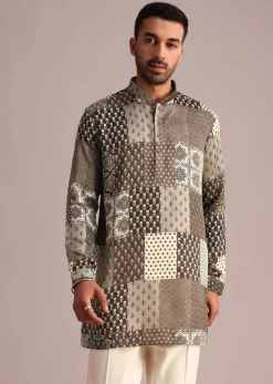 Grey Geometric Printed Kurta