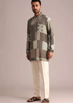 Grey Geometric Printed Kurta