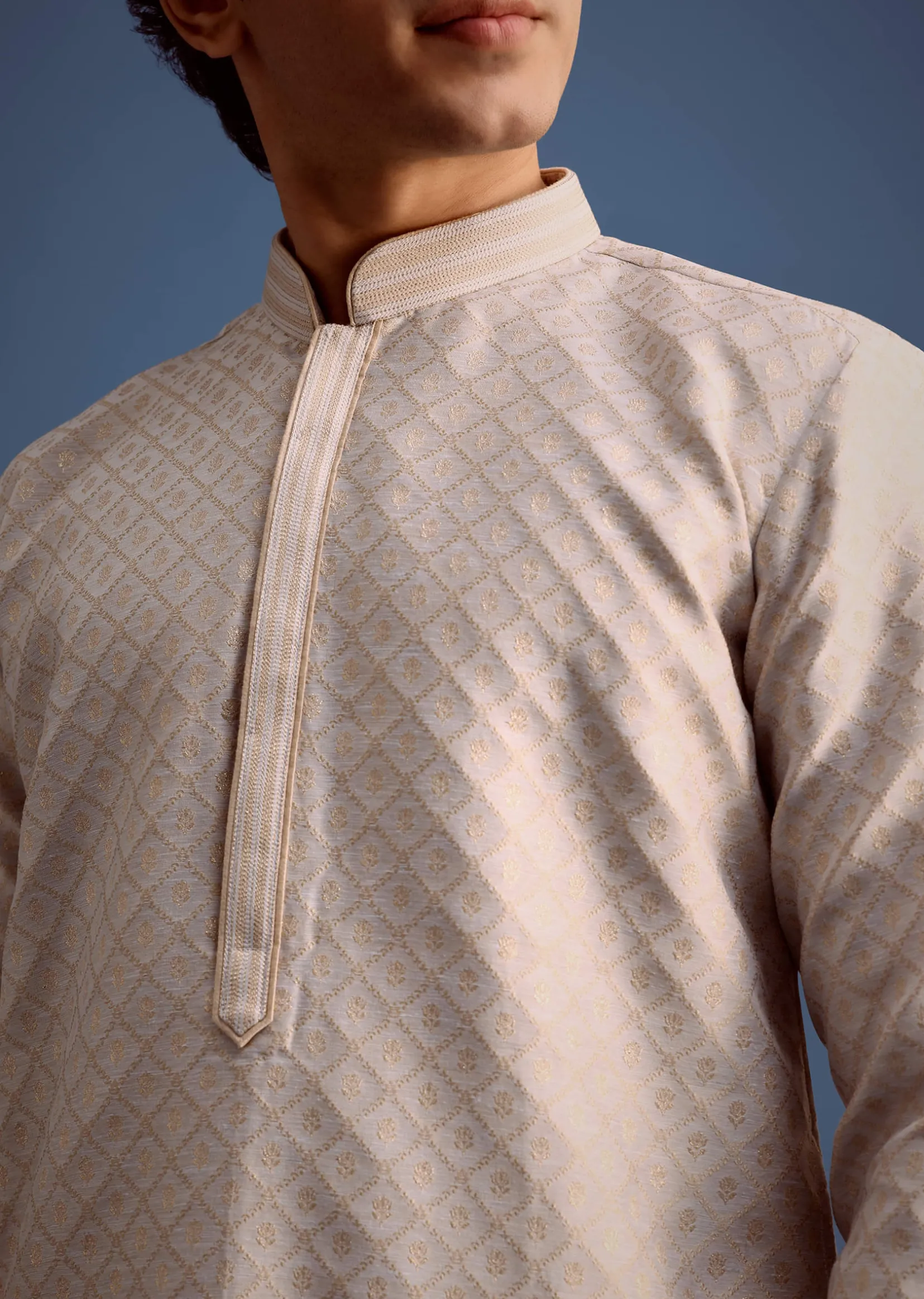 Grey Kurta Pyjama Set For Men