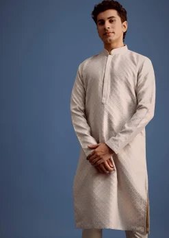 Grey Kurta Pyjama Set For Men