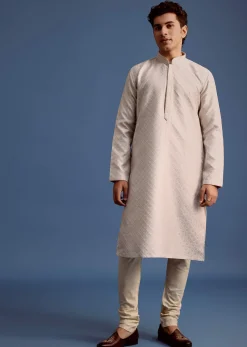 Grey Kurta Pyjama Set For Men