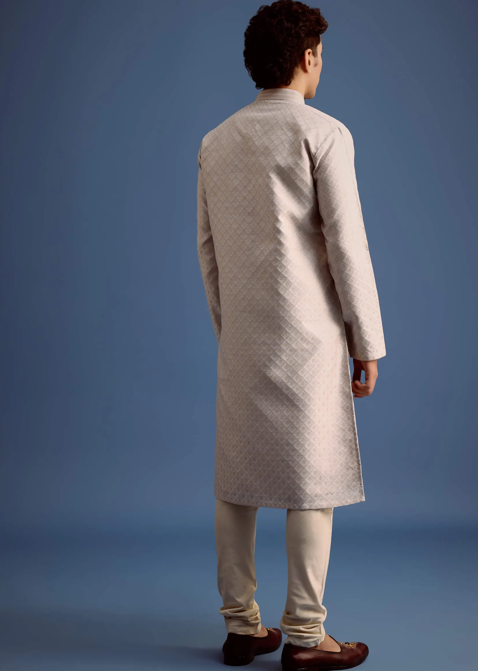 Grey Kurta Pyjama Set For Men