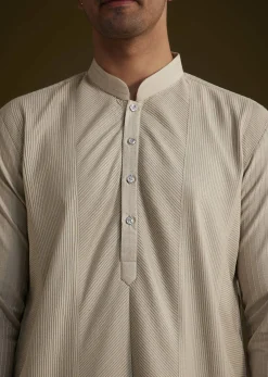 Grey Kurta Set With Pintuck Detailing