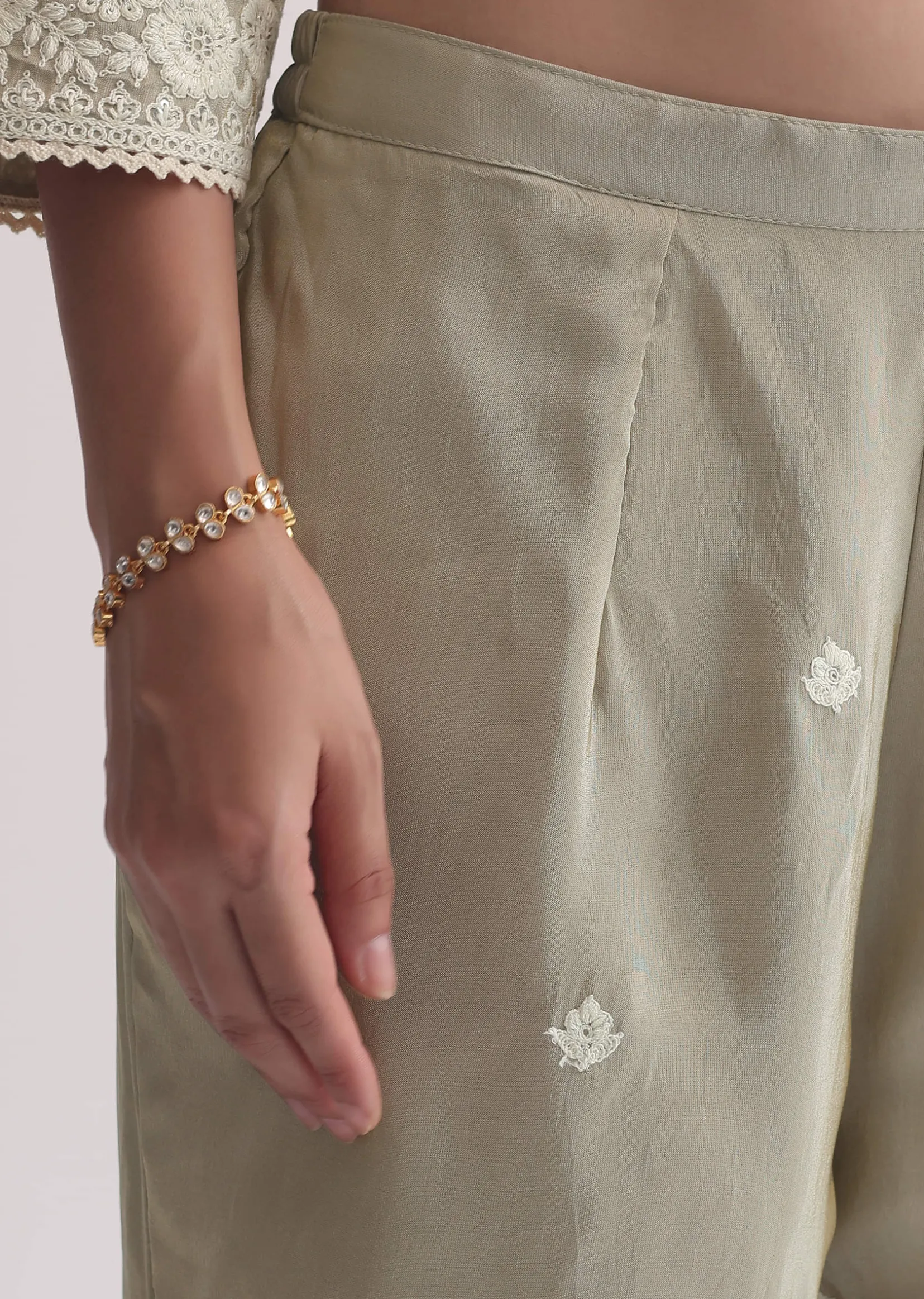 Grey Sequin Embroidered Sharara Set