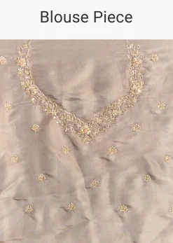 Grey Tissue Saree With Cutdana Sequins Beads And Resham Embroidery