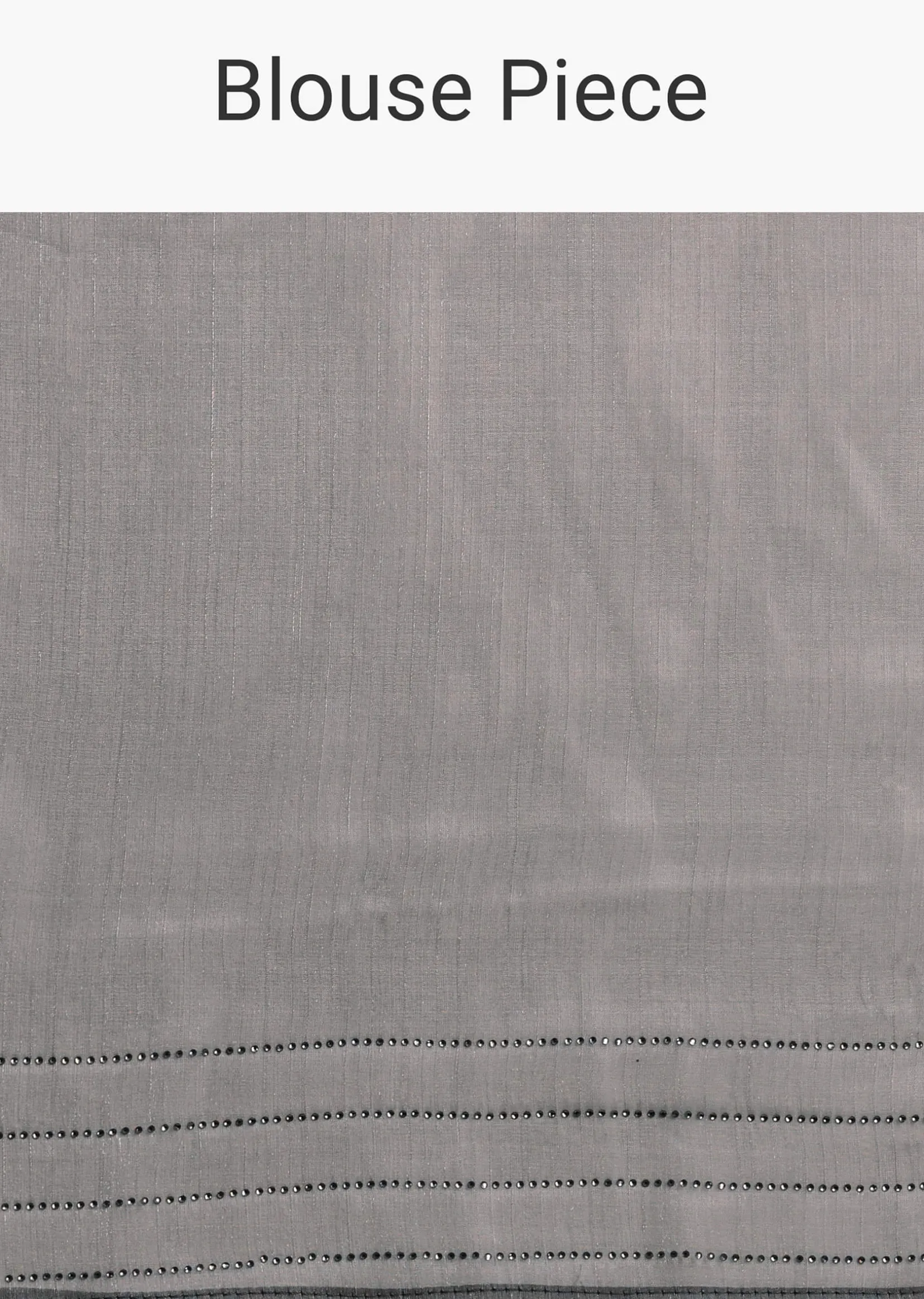 Grey Tissue Saree With Thread And Stone Embroidery And Unstitched Blouse