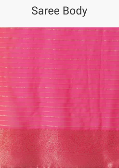 High-Risk Red Woven Ombre Saree In Organza