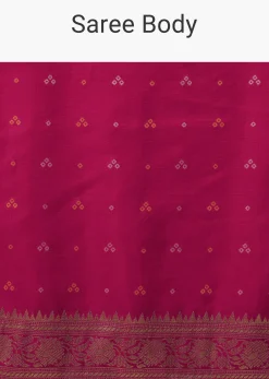 Hot Pink Dola Silk Banarasi Saree With Bandhani Waeve