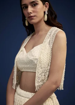 Ivory Embroidered Lehenga Set With Jacket